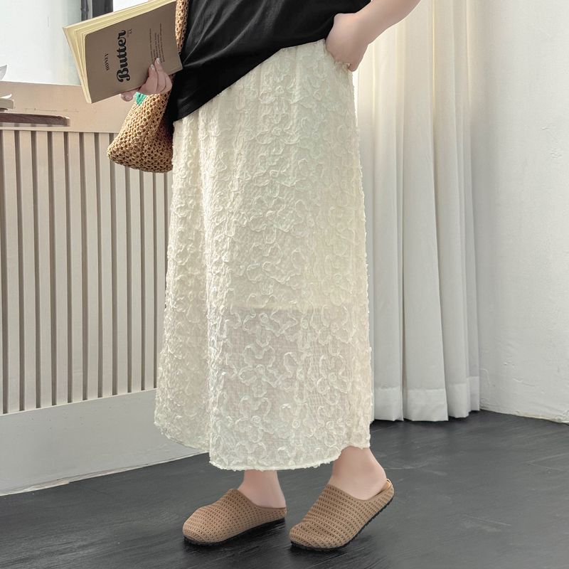 

Женская одежда больших размеров [Юбка в стиле французской атмосферы] Летняя повседневная юбка для полных девушек с жаккардовой текстурой, скрывающая полные ноги