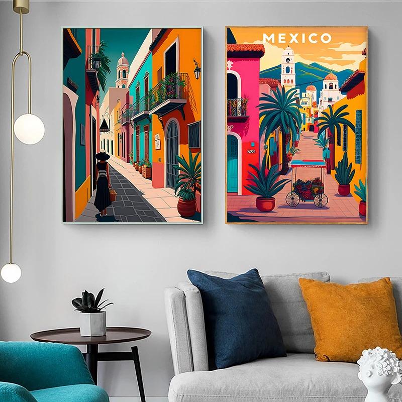 Modern Cactus Mexico Humanities Travel Landscape City Street Girls Posters Canvas Prints Art Abstract Mural Home Decor Wall Art