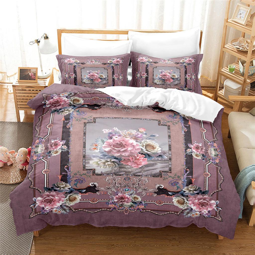 Luxurious Retro Flowers and Plants Duvet Cover Microfiber Exotic European Style Flowers for Women Gifts Bedroom Decoration King