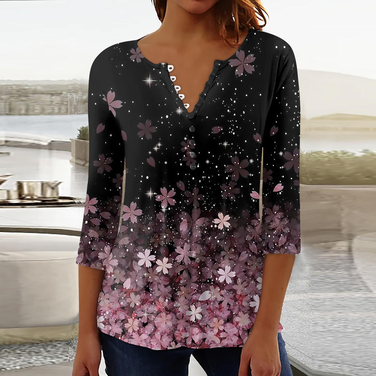 

Женская верхняя свободная футболка с рукавом семь четвертей на пуговицах XXXL розовый