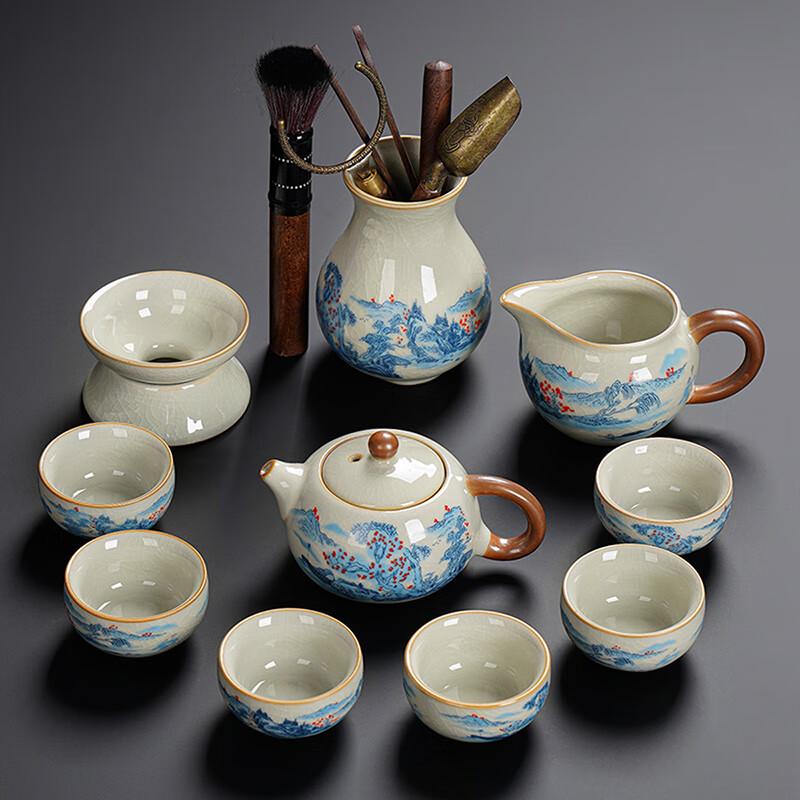Ru Ware Xishi Teapot with 6-Cup & 10-Piece Tea Set