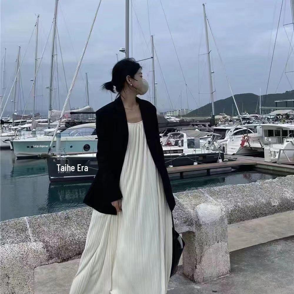Korean Style Slim Sleeveless Summer Camisole Dress - Elegant, Loose, Solid Color, Trendy Sleepwear