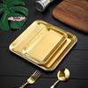 S-1Pc Luxury Square Stainless Steel Serving Tray Elegant Coffee Dessert Platter for Cafe Restaurant Bathroom
