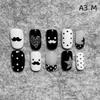 10/30Pcs Short Square Nail Tips Wearable Nail Art Black And White Contrasting Colors With Mustaches Hearts Decor For Women
