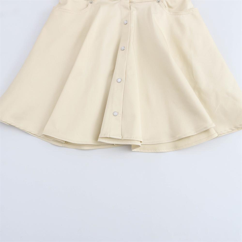 2025 Spring Women's Slim Lapel Short-Sleeve Wide-Hem Dress