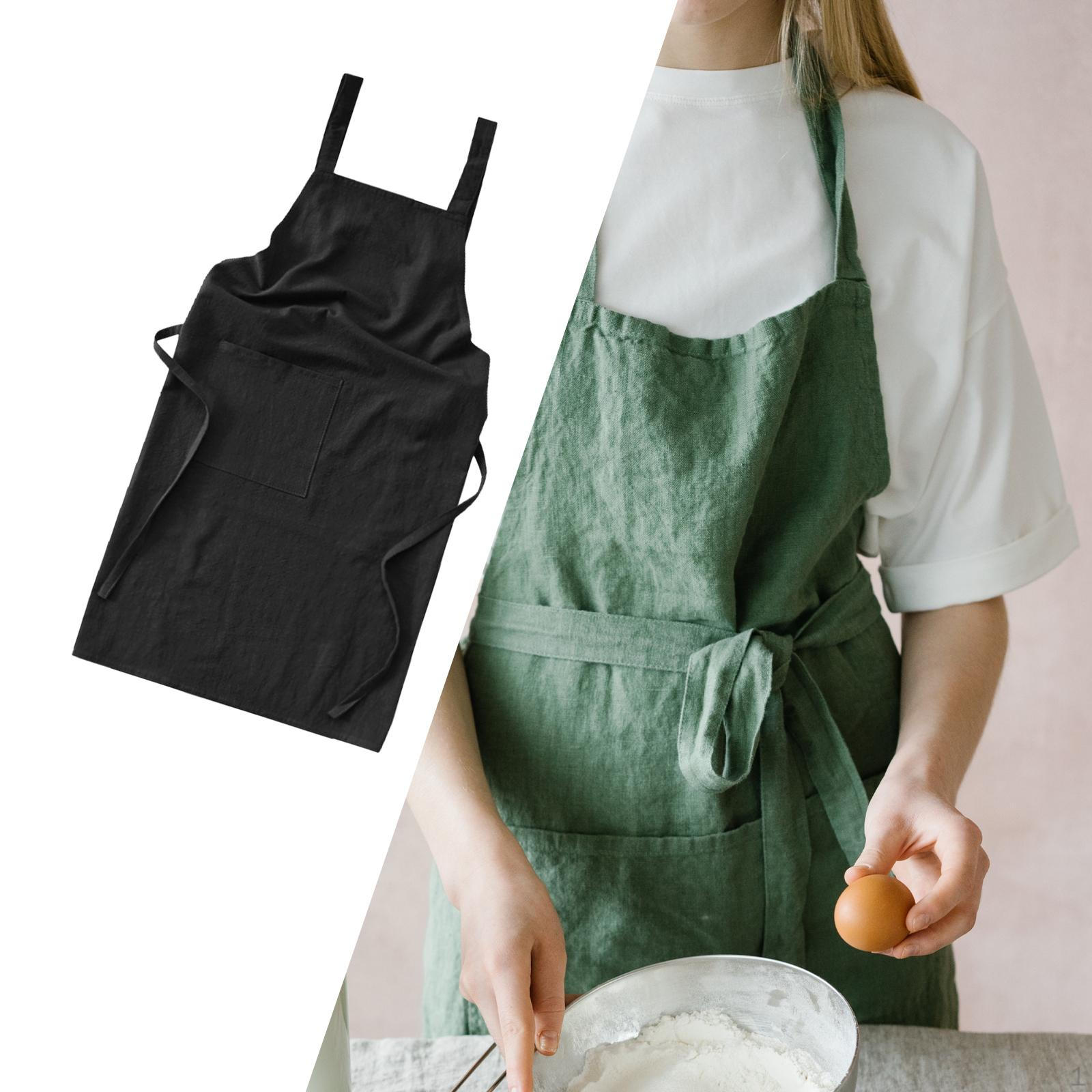 

Элегантный льняной фартук с карманами для кулинарных изысков Black