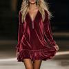 Women's Color Long Sleeve Loose Fit Dress for Casual and Elegant Everyday Wear