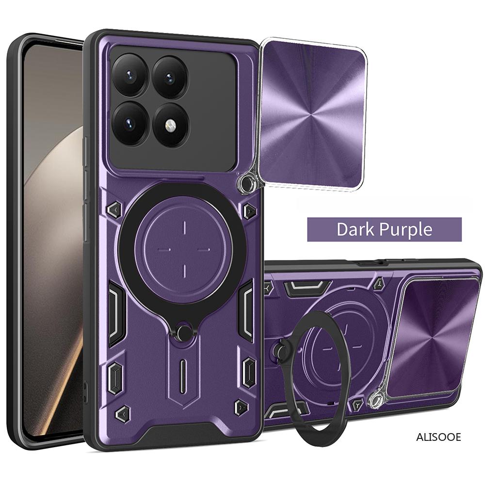 Kryt s posuvným krytem fotoaparátu pro Xiaomi 15T / Mi 15T Pro, magnetický kroužek, stojánek, ochranný kryt telefonu pro Xiaomi 15T