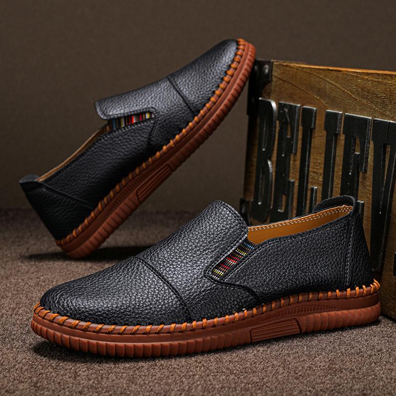 Summer Mens Leather Loafers Shoes Breathable Slip On Business Men Casual Shoes Classic Comfy Driving Walking Sneakers Moccasins