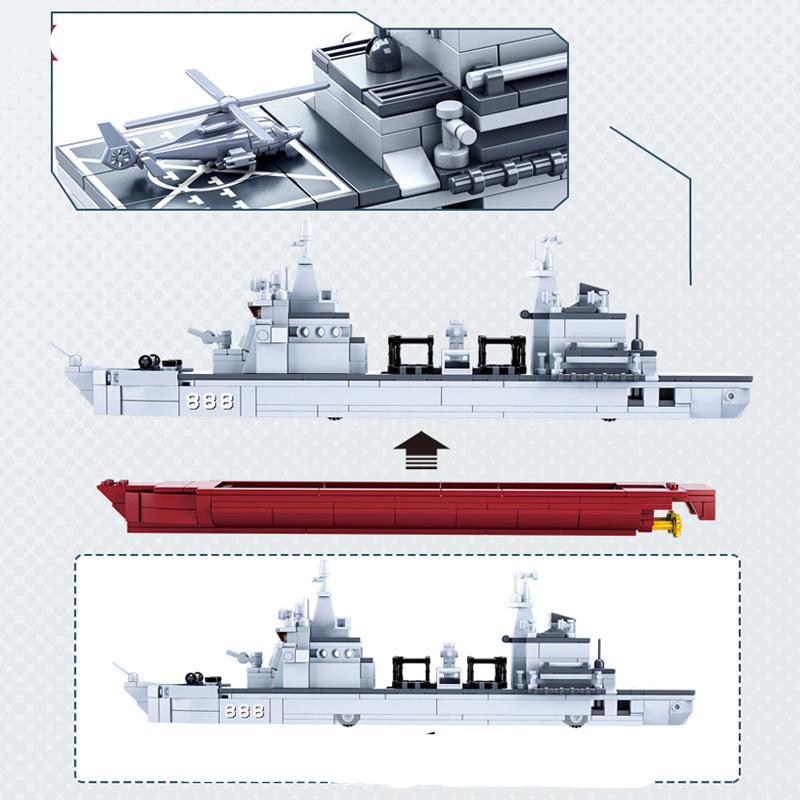 Educational Children's DIY Toys Small Particle Building Blocks M38-B0701 Chinese Navy Type 094 Integrated Supply Ship Building Blocks 497pcs