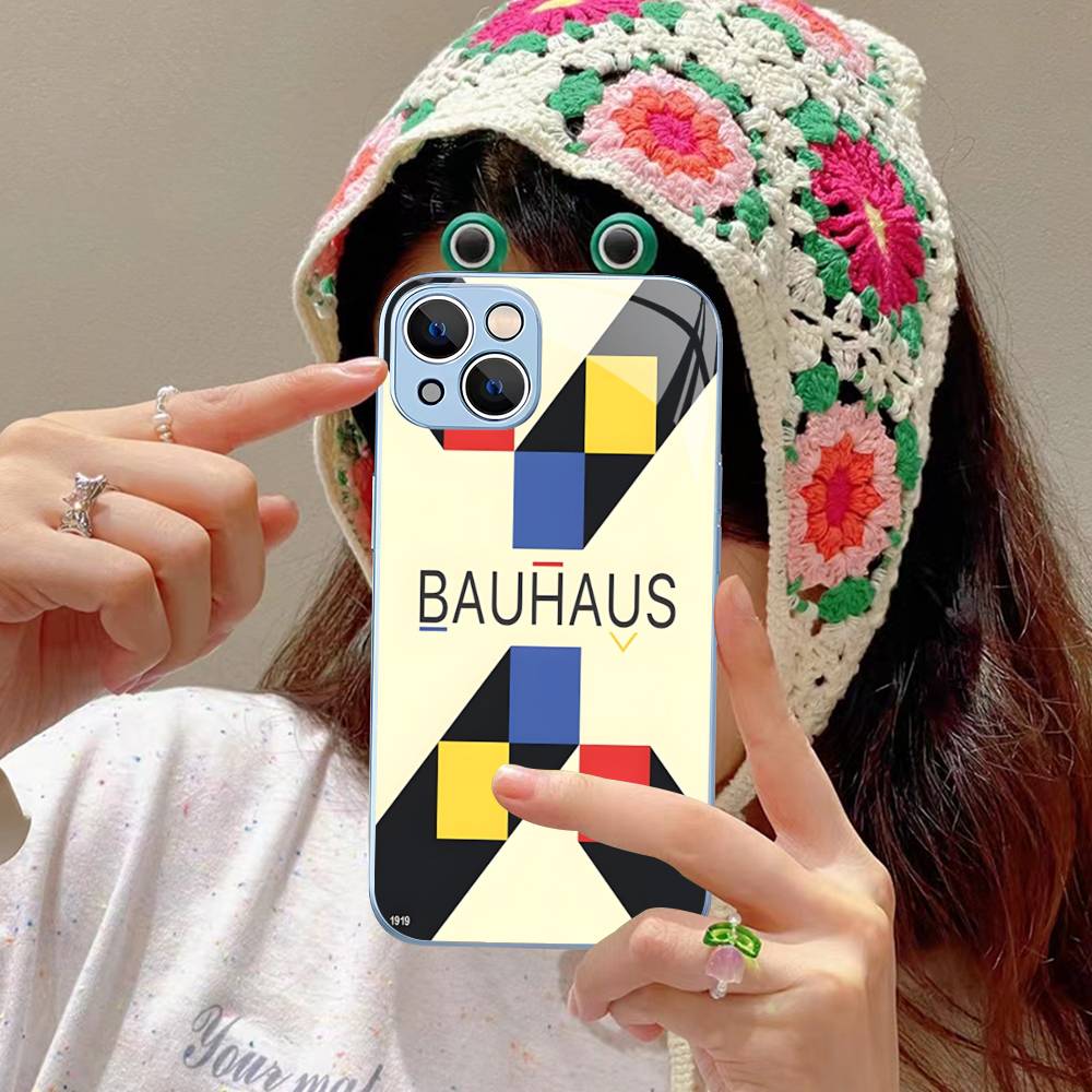 Abstract B-Bauhaus Geometric Art For IPhone 14 13 12 Mini 11 Pro XS Max X XR 14 Plus Tempered Glass Cover
