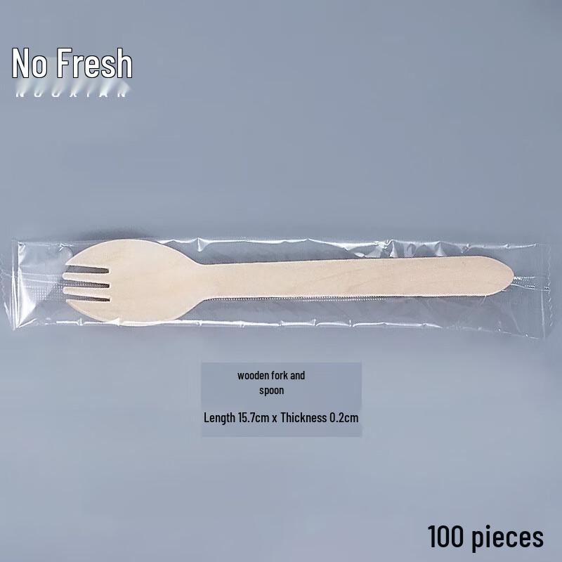 Nuoxian 100-Pack Disposable Wooden Cutlery Set