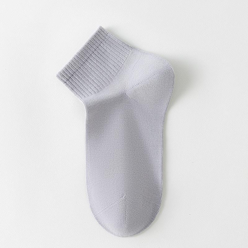 Women's Spring and Summer Anti-odor Mid-calf Socks, Sweat-absorbing and Breathable Thin Solid-color Cotton Socks, Casual Summer Antibacterial Socks