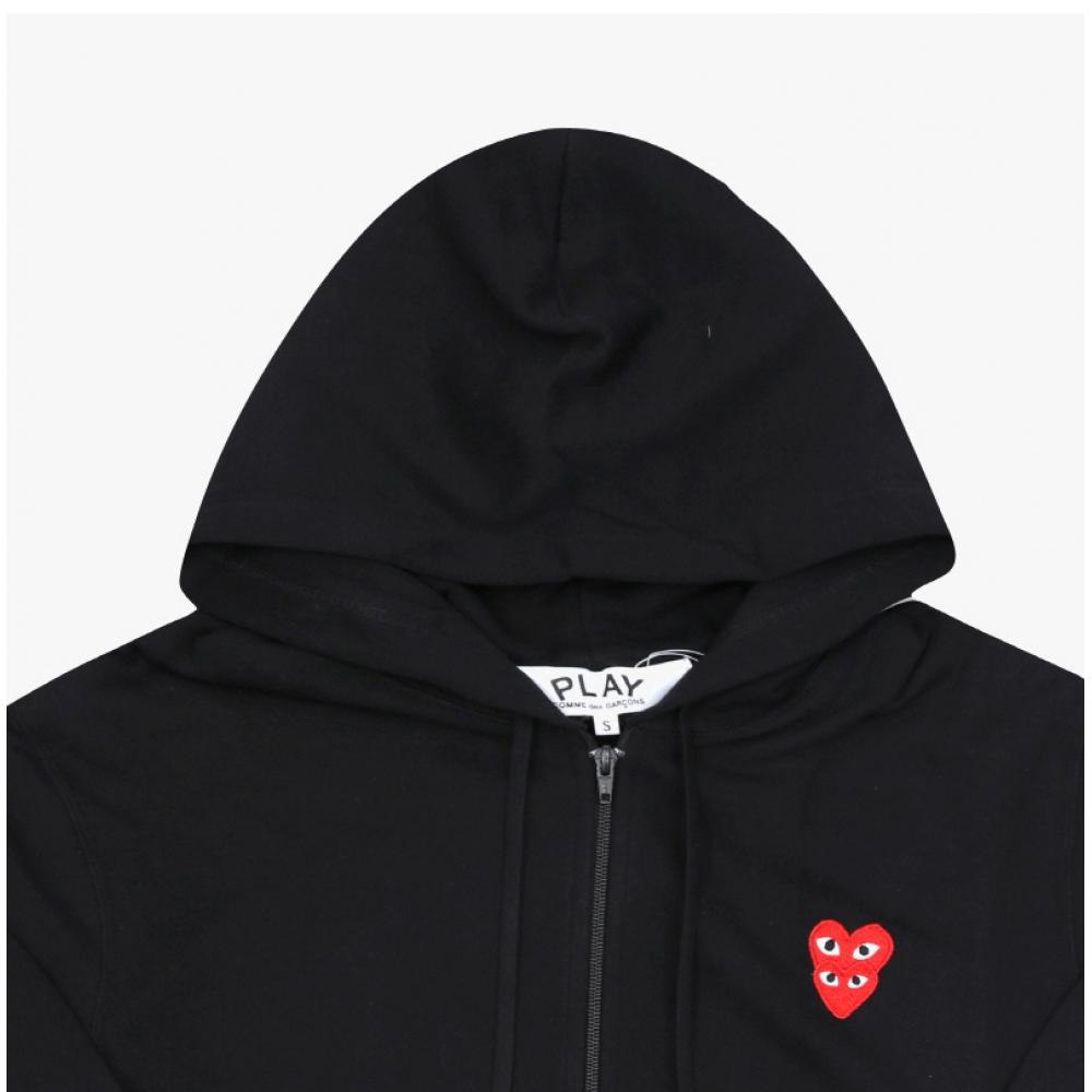 Comme Des Gar Ons Play Red Double Heart Wappen Hoodie Ax T294 051