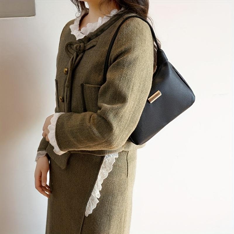 Solid Color Simple and Versatile Underarm Bag, Fashiable Women's Leather Shoulder Bags, Suitable for Commuting Banquets