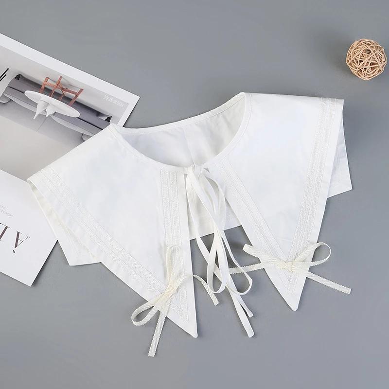 Koreansk Stor Revers Avtakbar Krage for Kvinner Genser Topp Falsk Krage Sjal Skuldersjal Dekor Falske Krager Slips