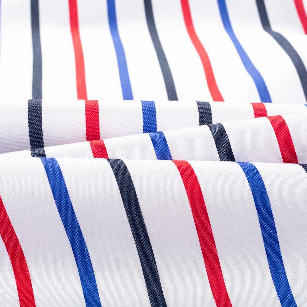 Men's Color Block Striped Wrinkle-Resistant Dress Shirt Long-Sleeve Regular-fit Hidden Button Collar Pocketless Casual Pure Cotton Shirts