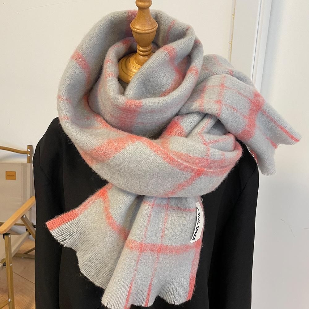 Scarf for Girls Winter New High End Versatile Korean Version Tassel Scarf Warm Thickened Shawl Beige Trendy