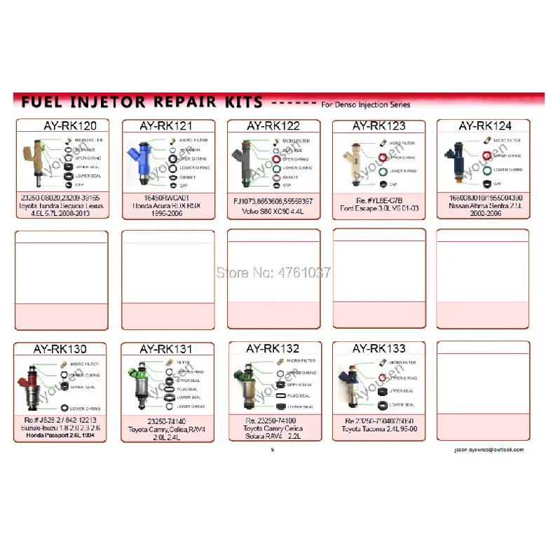 10 Sets Fuel Injector Repair Kit For Parts #117113124 FJ10045 For Chevy  Car Replacement  (AY-RK403)