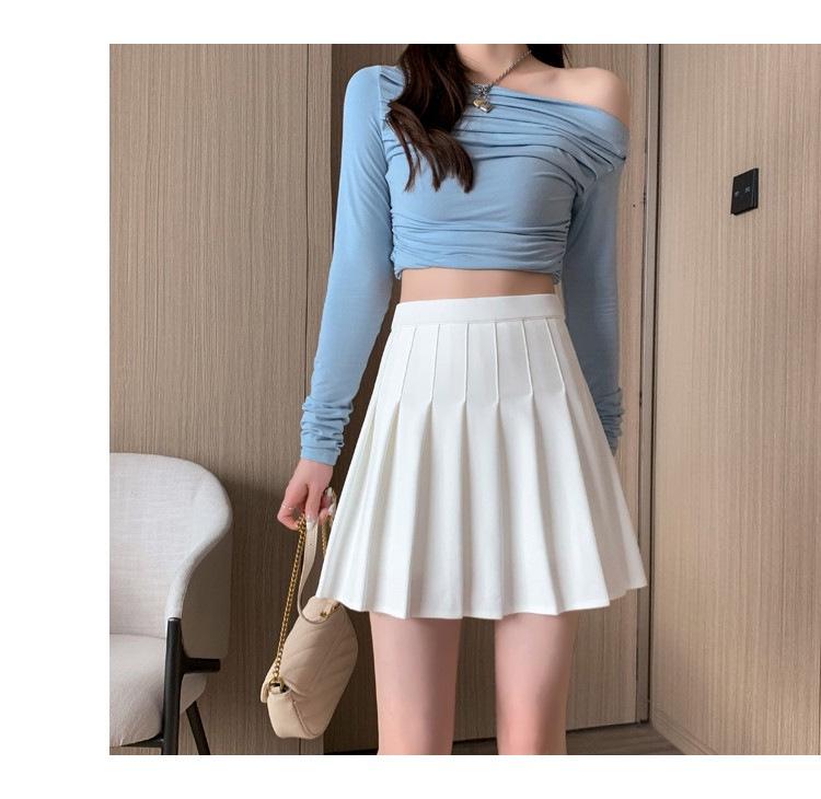 Fustă Midi Plisată Nouă pentru Femei: Subțiere, Talie înaltă, Respirabil, Talie elastică, cu buzunare.