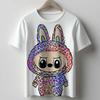 Girl Pink T-shirt Cotton Cute Anime Tees Short Sleeve Trend Kawaii Cartoon Kids Casual Street Clothes Party Birthday Gift