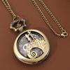 Men Watch Classic Vintage Carved Bronze Pocket Watch with Chain Necklace Vintage Quartz Pendant Watches Clock Chain Mens Women