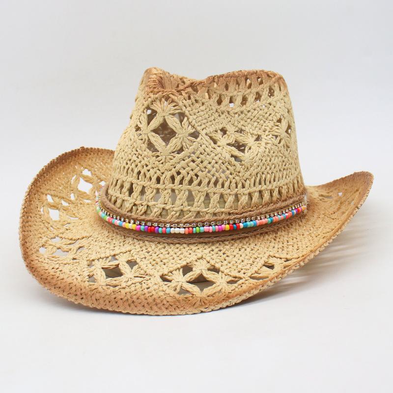 Travel Shade Casual Versatile Beach Spring And Summer Retro Colored Stone Denim Straw Hat Men'S And Women'S Hats