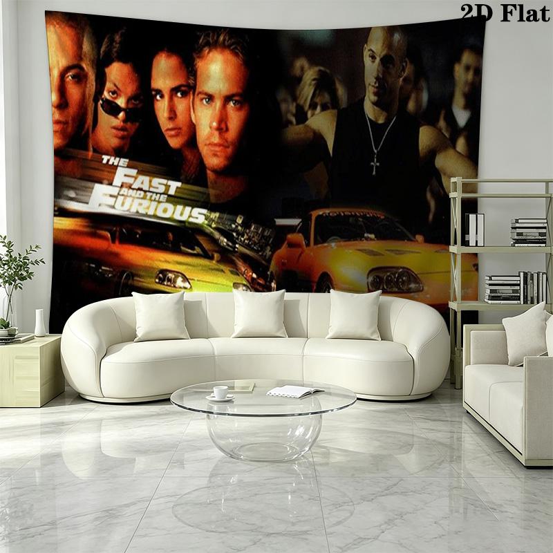 Autorennen Fast Furious Wandteppich Ästhetischer Wandbehang Bedruckter Stoffdecke Dekorative Wandteppiche für Schlafzimmer Wohnzimmer Heimdekoration
