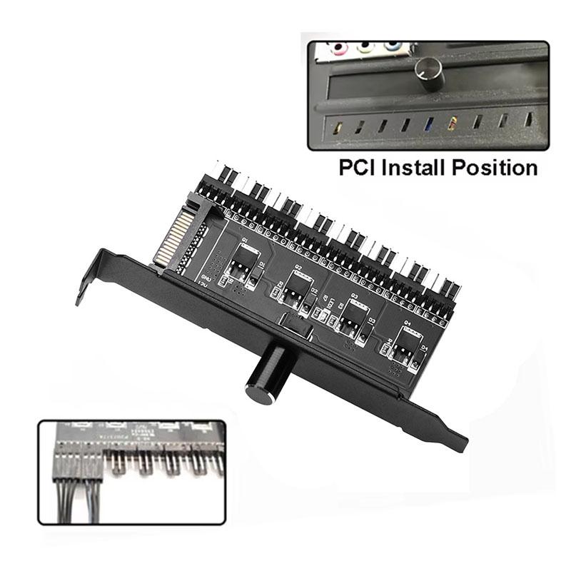 7/8-Channel Cooling Fan Hub Speed Controller Cable Splitter 3Pin 4Pin Power Supply Sata Charging Radiator for PC Temperature