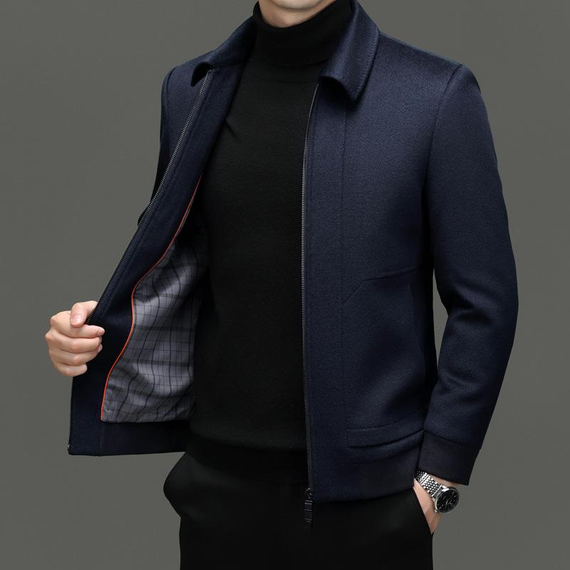 Men's High-End Cashmere & Mulberry Silk Wool Coat - Business Casual Lapel Jacket for Autumn/Winter