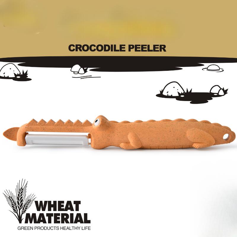 

Творческий мультяшный милый крокодил керамическая овощечистка пшеничная овощечистка креативная овощечистка пшеничные стебли ручка крокодил форма яблокорезка оранжевый