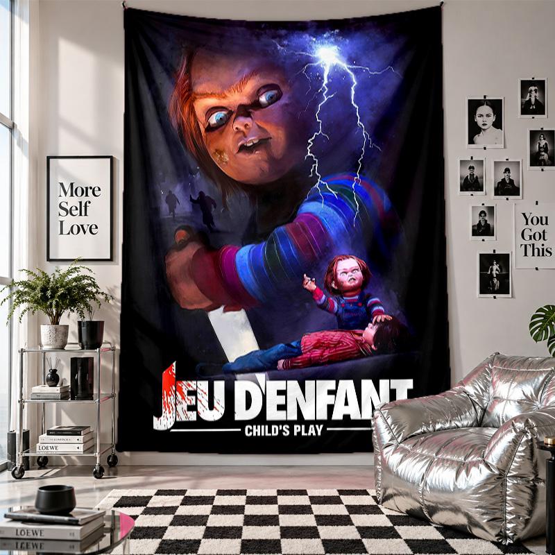 Wandkleed Kinderlijk Spel Chucky Tiffany Kunst Hangend Doek Decoratieve Achtergrondhoes voor Kamerdecoratie