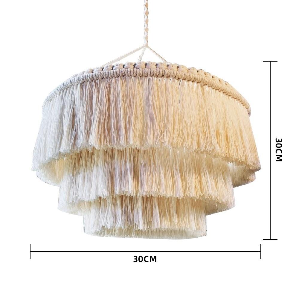 Textured Weave Bohemian Tassel Lampshade Handwoven Tassel Light Shell Living Room
