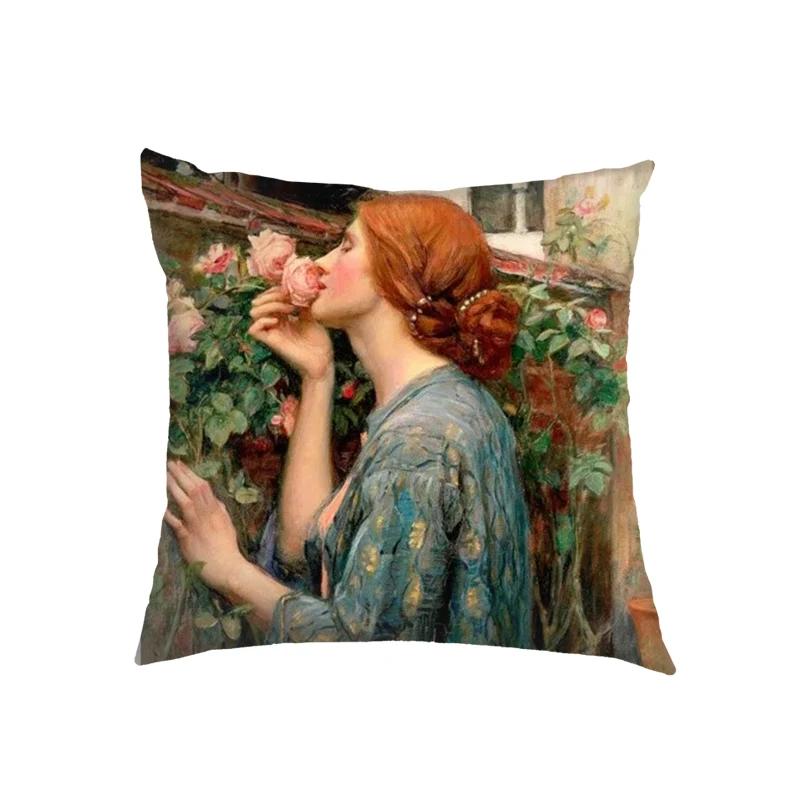 Artist John William Waterhouse Cushion Cover Religious Goddess Angel Pillowcase for Sofa Home Decor Throw Pillow Case Covers