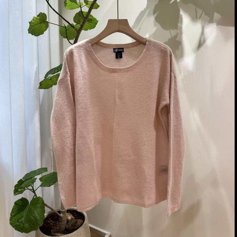Pure Cashmere Long Sleeve Solid Color Pullover Sweater - Round Neck Base Layer (YFC076)