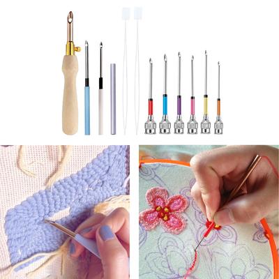 Punch Needle Set Punch Needle Werkzeug mit Nahttrenner Nadeleinfädler für Anfänger DIY Stickgarn Kreuzstich