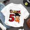 2026 Hot Cartoon Anime Dragon Ball Goku Printed T-shirt Children Birthday Lucky Numbers 1-10 Years Old Cartoon Clothes Kids Gift