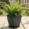 Large Plastic Planters for Outdoor 12 Inch Thickened Flower Pots Indoor, Leaf-Pattern Texture Stable Heavy Duty Plant Planter with Drainage