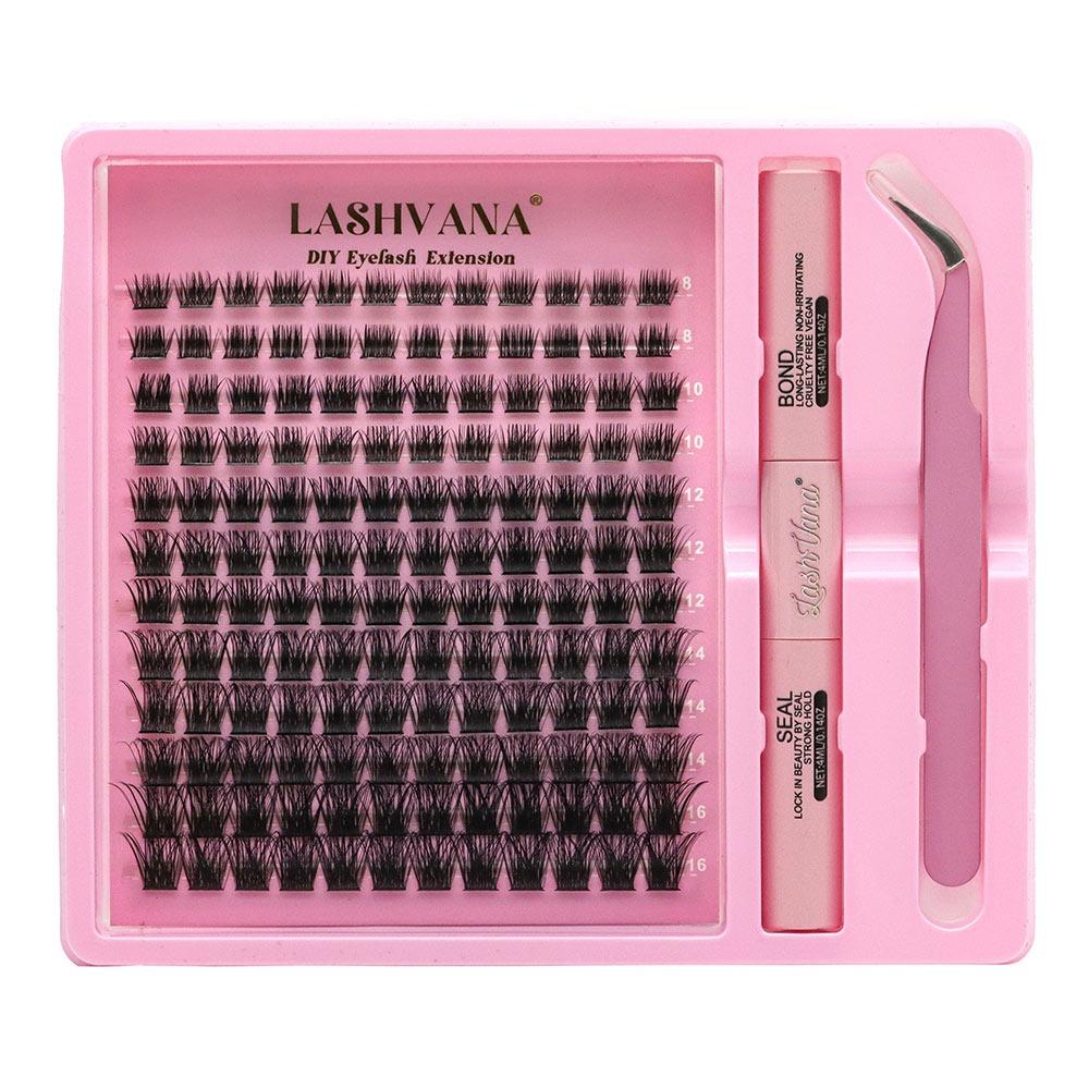 144pcs DIY Lash Extension Kit 8-16mm Individual Lashes Kit Trendy Lash Clusters  for Self-Use