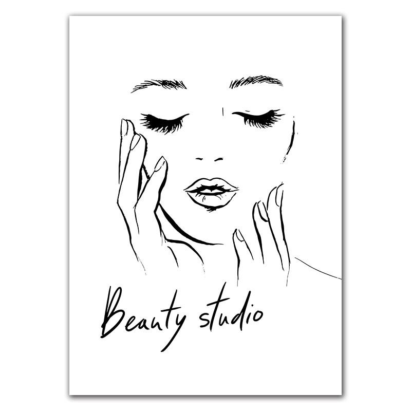Настенная картина на холсте с бровями, черно-белая красота для девочек, художественная картина, макияж, принт и постер для комнаты для девочек, домашний декор HD3001 21x30cm no frame