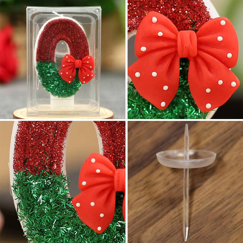 1PC Fashion Red Bow Party Supplies 0-9 Number Cake Decor Christmas Theme Birthday Candles