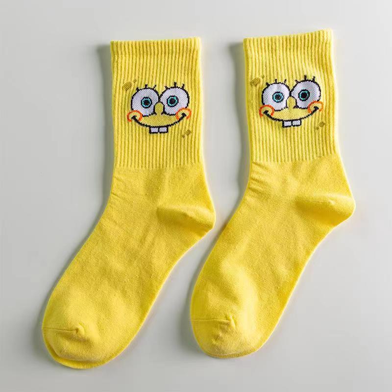 Korean Style Cute Cartoon Mid-Calf Socks for Girls – Trendy Student Sports Stockings for All Seasons
