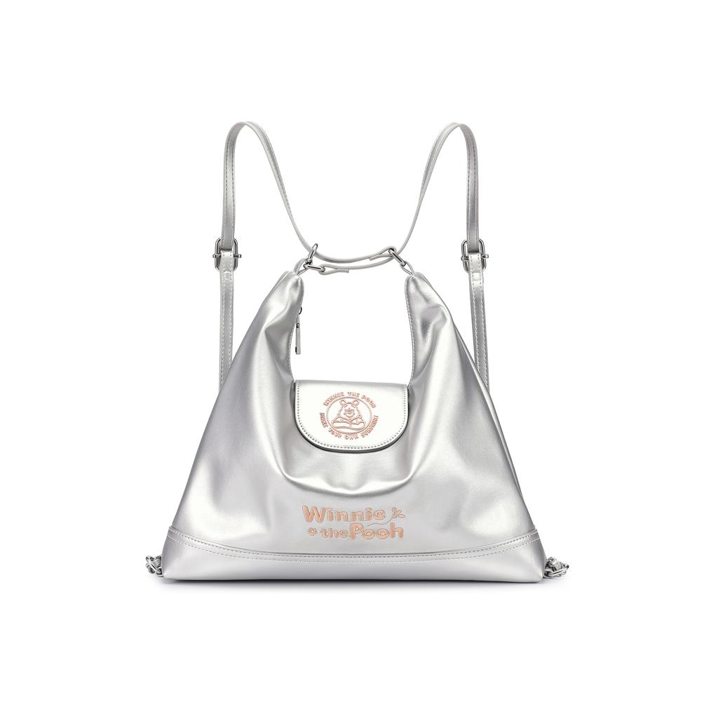 New Disney Winnie The Pooh Series Synthetic Leather Shoulder Bag Women's Silver BMK-72693