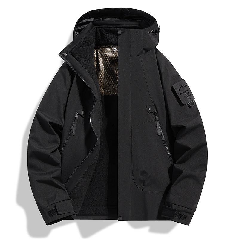 [Stall] Three-in-one Spring New Men's Mountain Style Hooded Tooling Jacket Jacket Men's and Women's Anti-wear