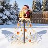 Santa Claus Yard Statue with Lights Solar Christmas Garden Light, LED Holding Gift Box Stake Warm White Cascading String for Outdoor Porch Pathway