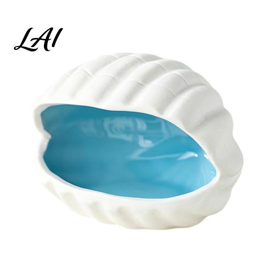 Minimalist Home Decor Ocean Theme Ceramic Jewelry Tray for Vanity Rings Earrings Necklaces Decorative Small Item Organizer Shell/Conch Trinket Dish