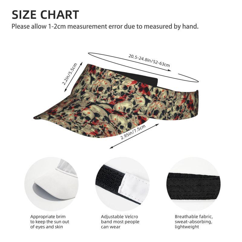 Bloody Skeletons Sports Visor Sun Hat Women Men Lightweight Packable Cooling Baseball Hat Adjustable Wide Brim Cap for Running