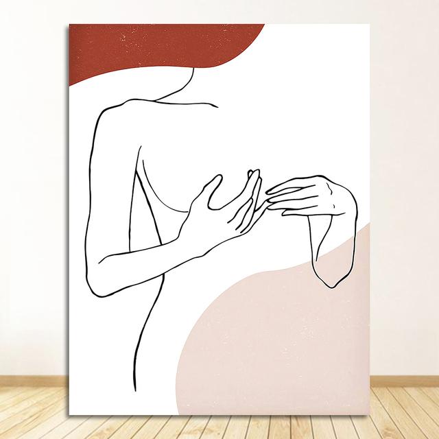 

Ретро настенная живопись на холсте, плакаты на скандинавскую тему и принты, настенные панно для декора гостиной, линия, девушка, растение, луна, цитата, абстрактное 21cm×30cm NoFrame