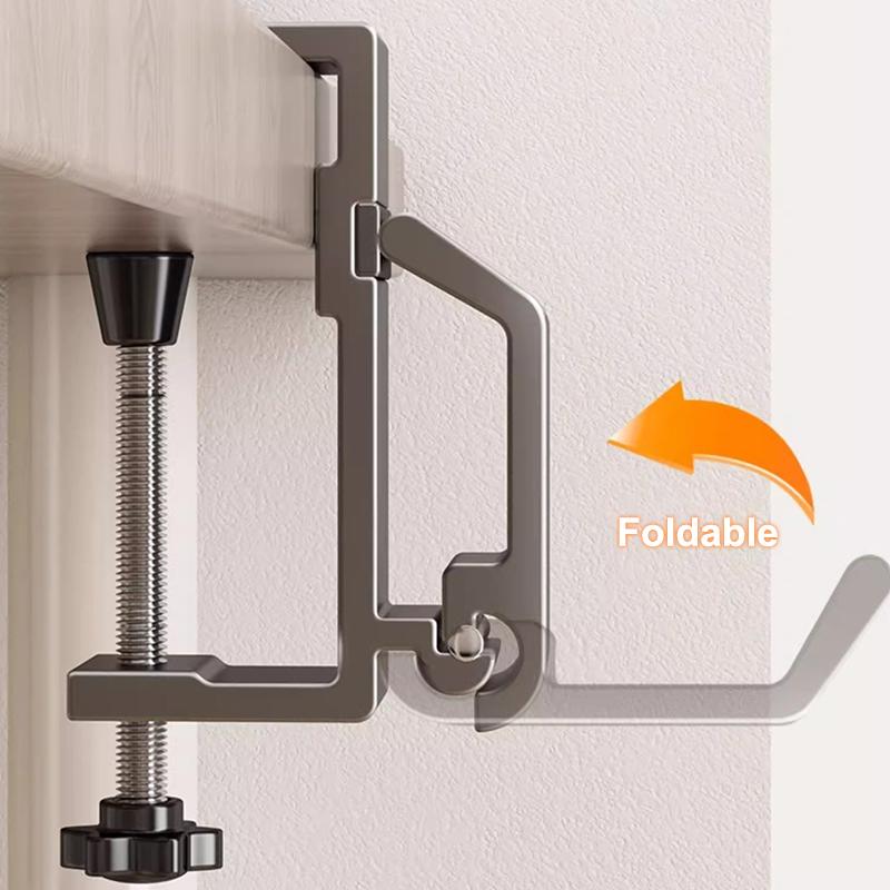 Schreibtisch-Taschenhaken - Taschenaufhänger für Tisch mit verstellbarer Klemme am Arm - Aluminium-Schreibtisch-Handtaschenhalter - Klemmenhaken für Geldbörse