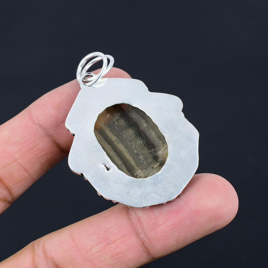 Natural Multi Fluorite Gemstone Jewelry 925 Sterling Silver Pendant For Girls